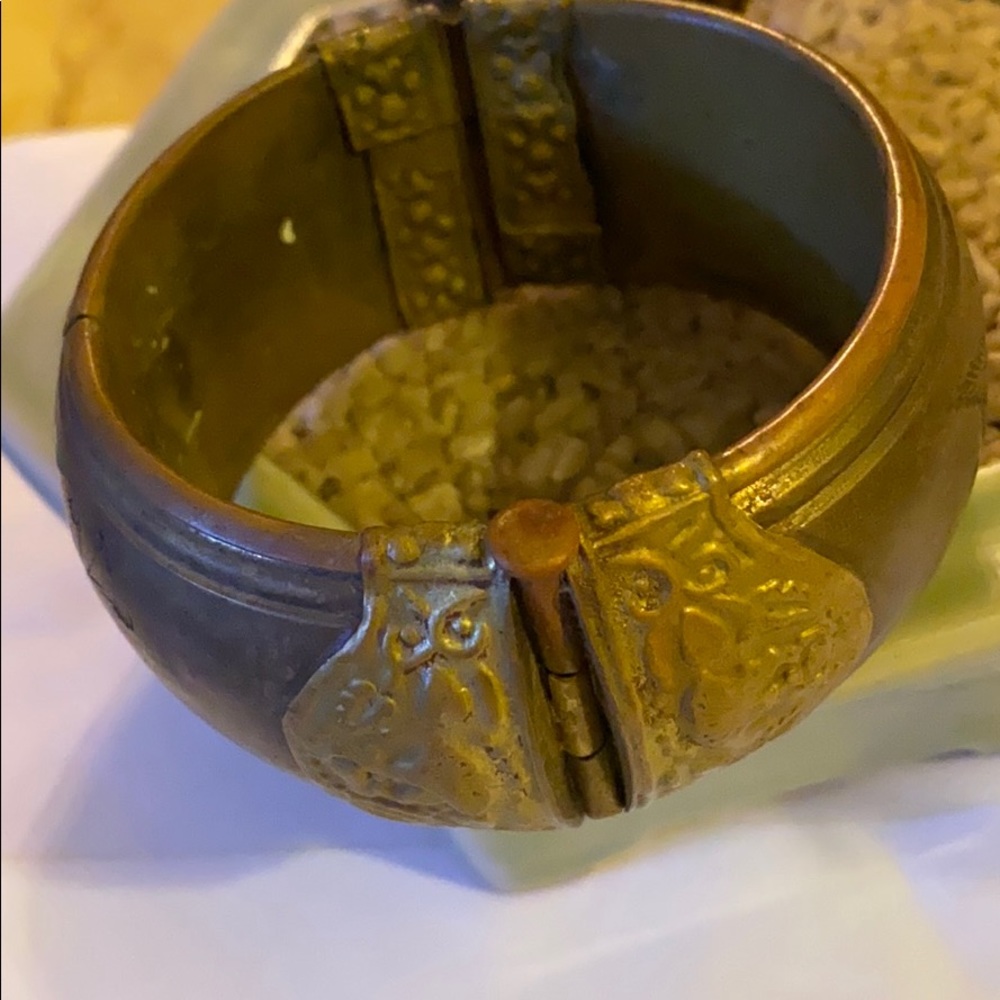 Antique Solid Brass Engraved Bracelet - image 4